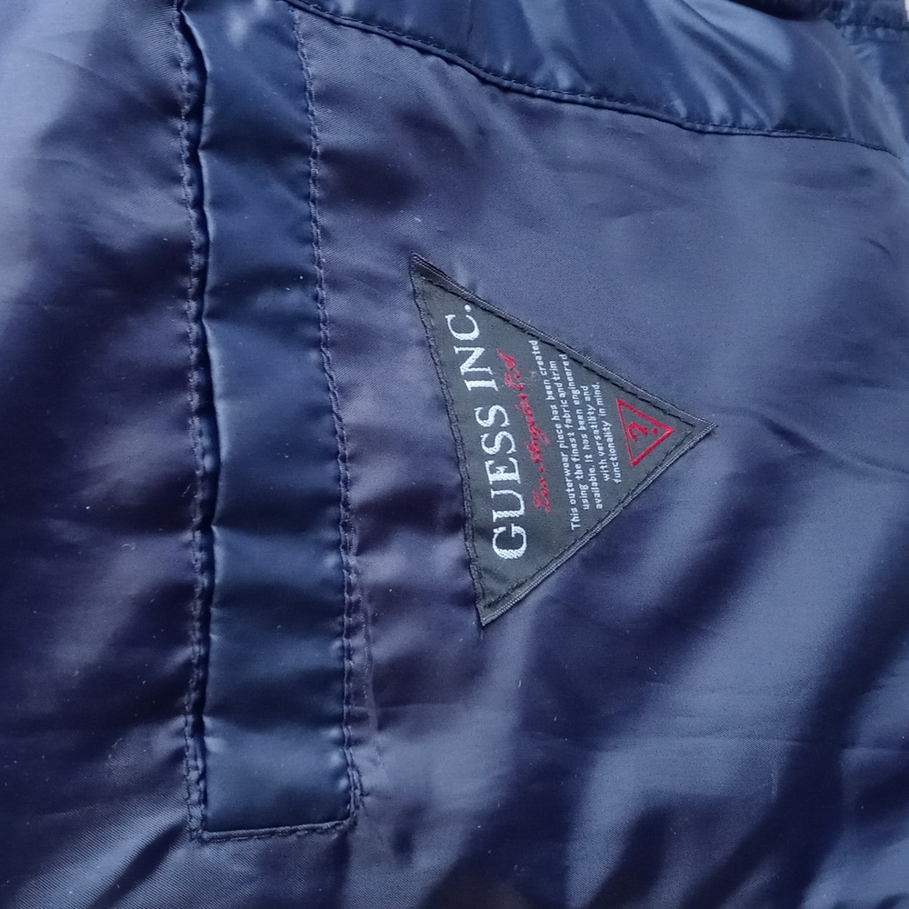 Guess Women’s Navy Blue Quilted Puffer Ski Snow Winter Long Sleeve Coat Small - Picture 13 of 16